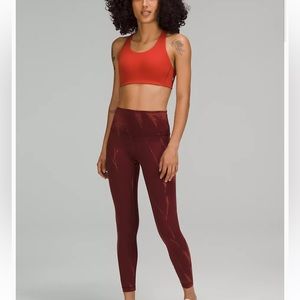 Lululemon Wunder Train HR Crop 23” Fade Color-Red Merlot w/Dye Size-12 NWT